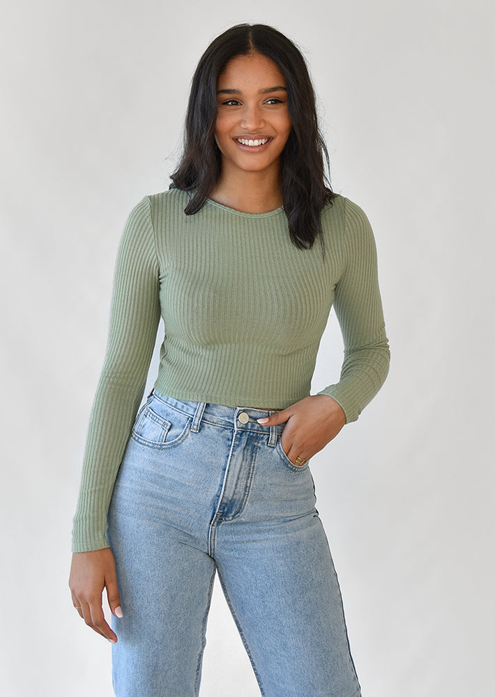 Top con espalda abierta de canalé de punto