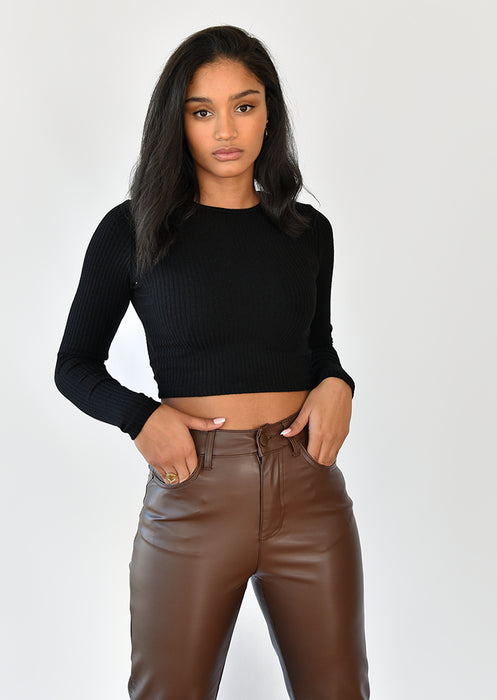 Top con espalda abierta de canalé de punto