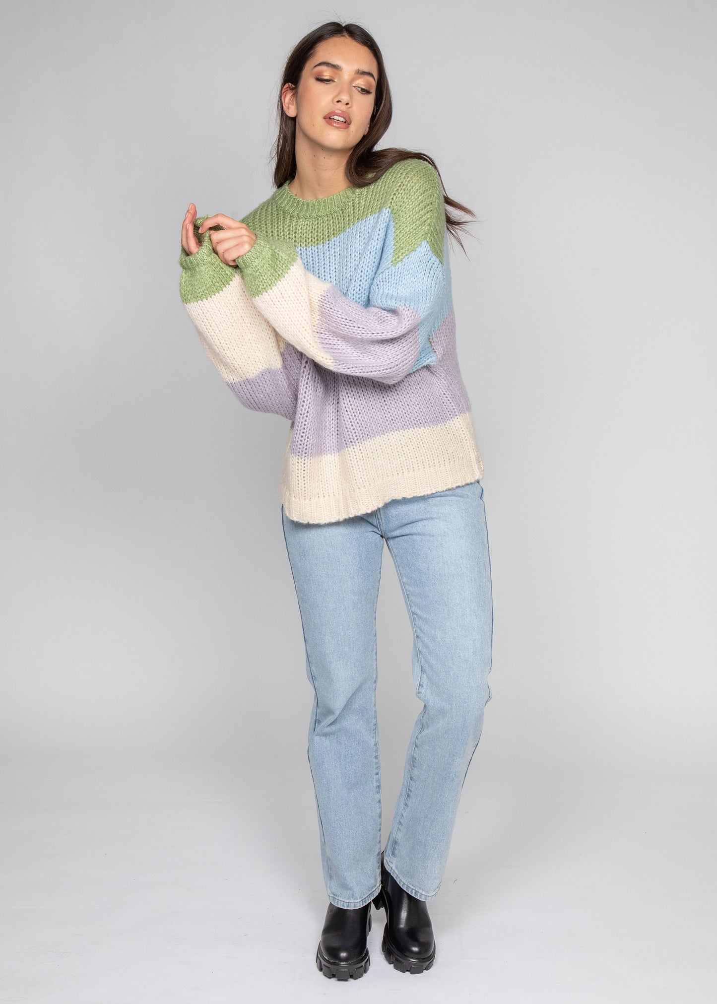 Chunky knitted colourblock jumper