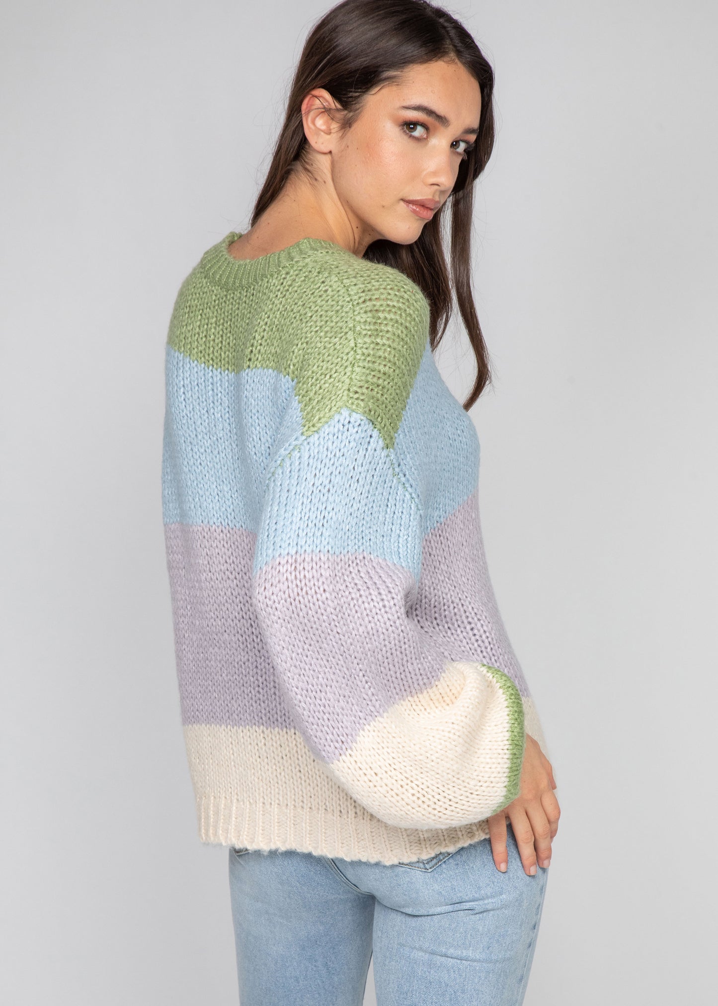 Chunky knitted colourblock jumper