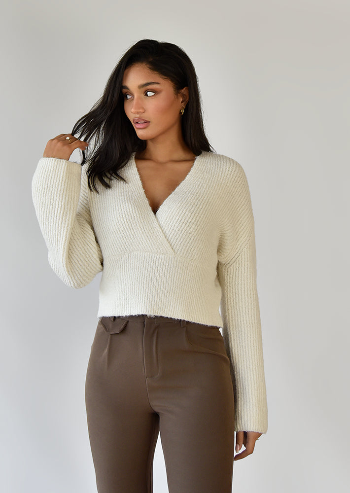 Ribbed knit v-neck sweater