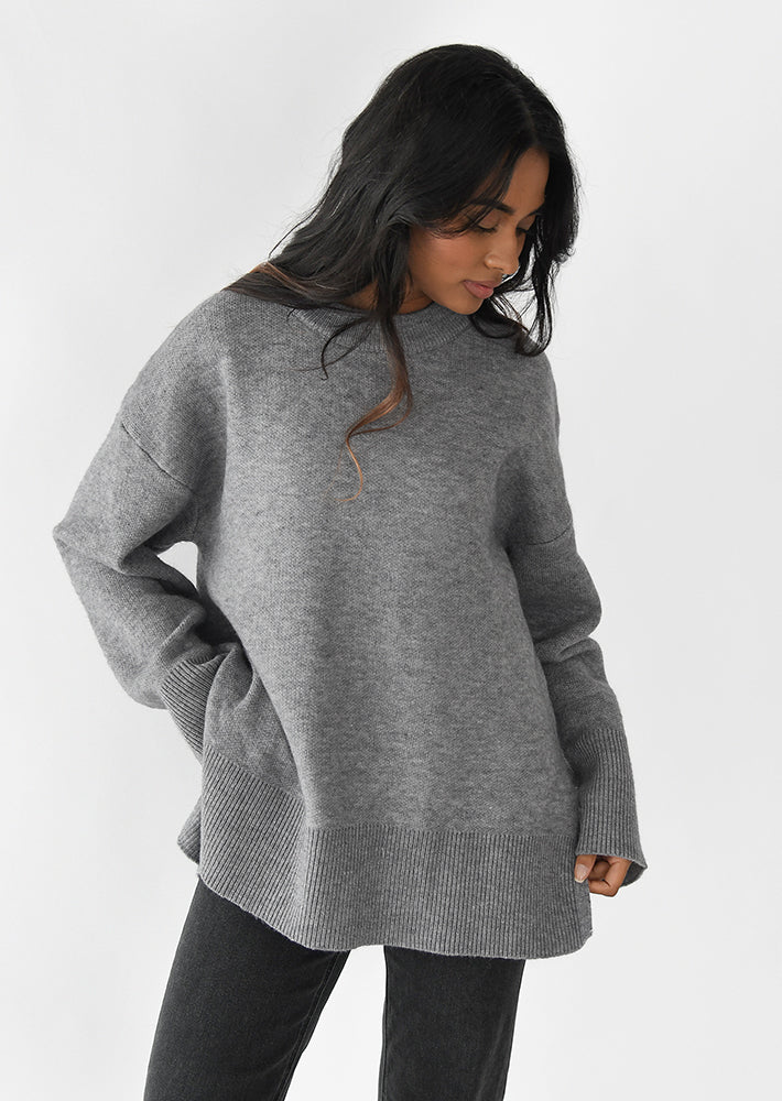 Side slit oversize knit sweater