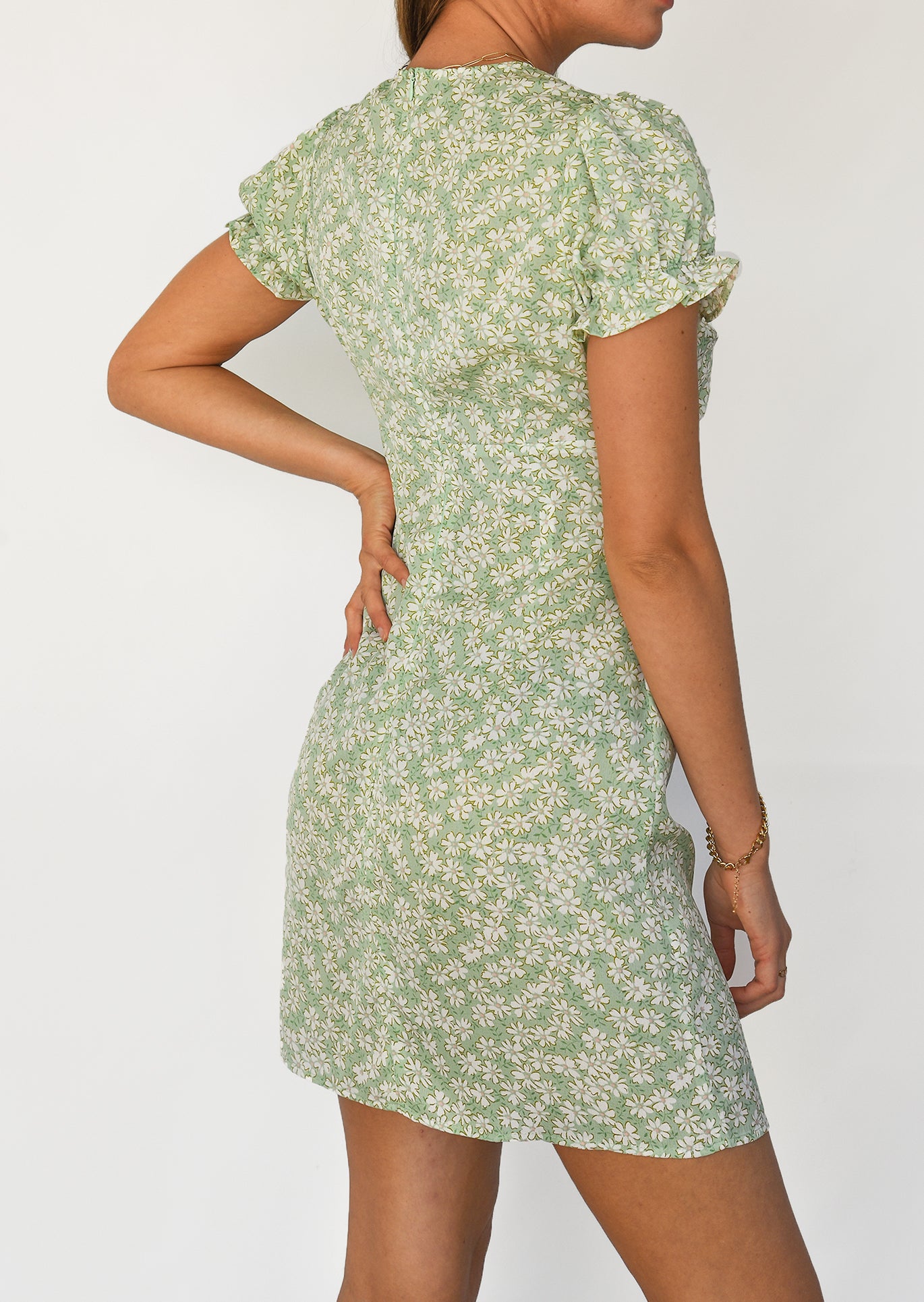 Green floral dress with slit side