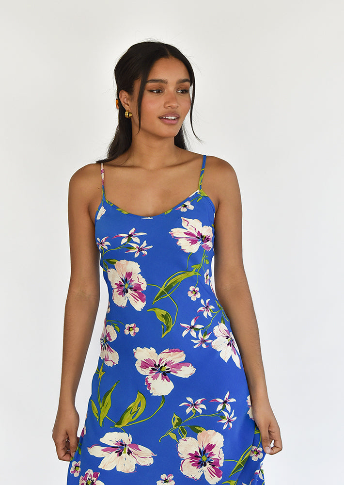 Printed midi dress with open back