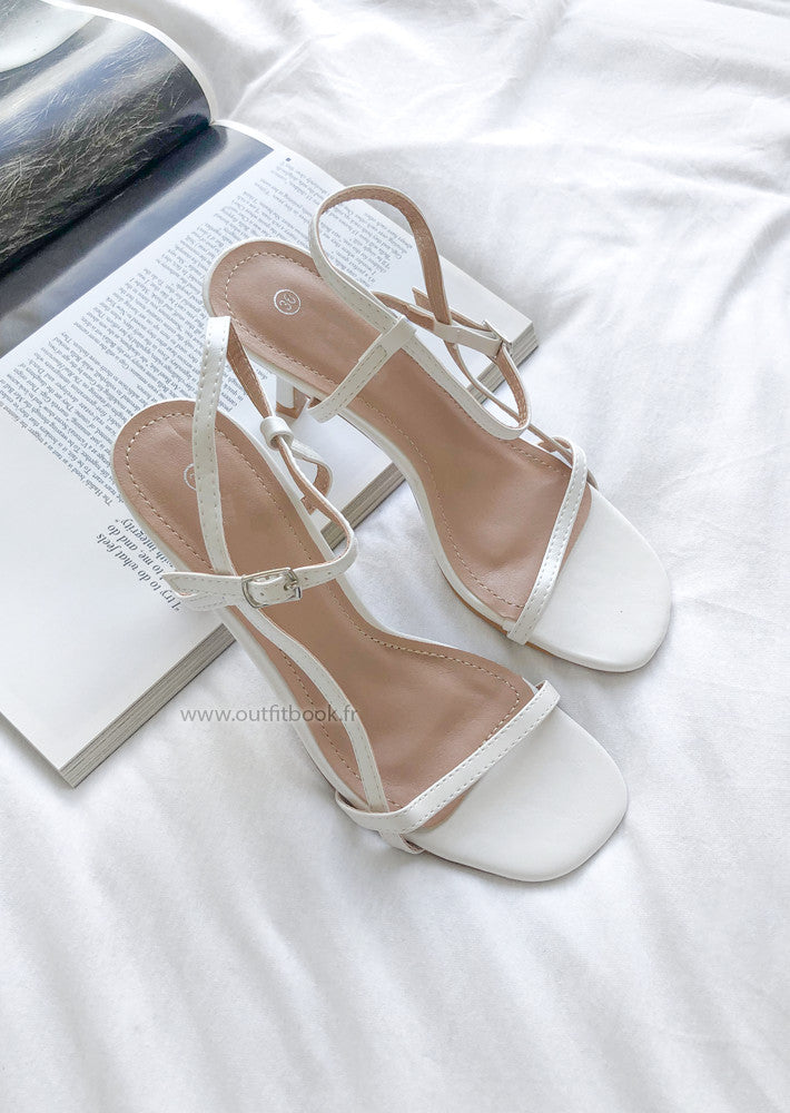Strappy heeled sandals in white