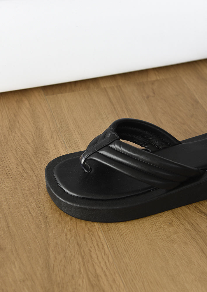 Platform quilted thong sandals