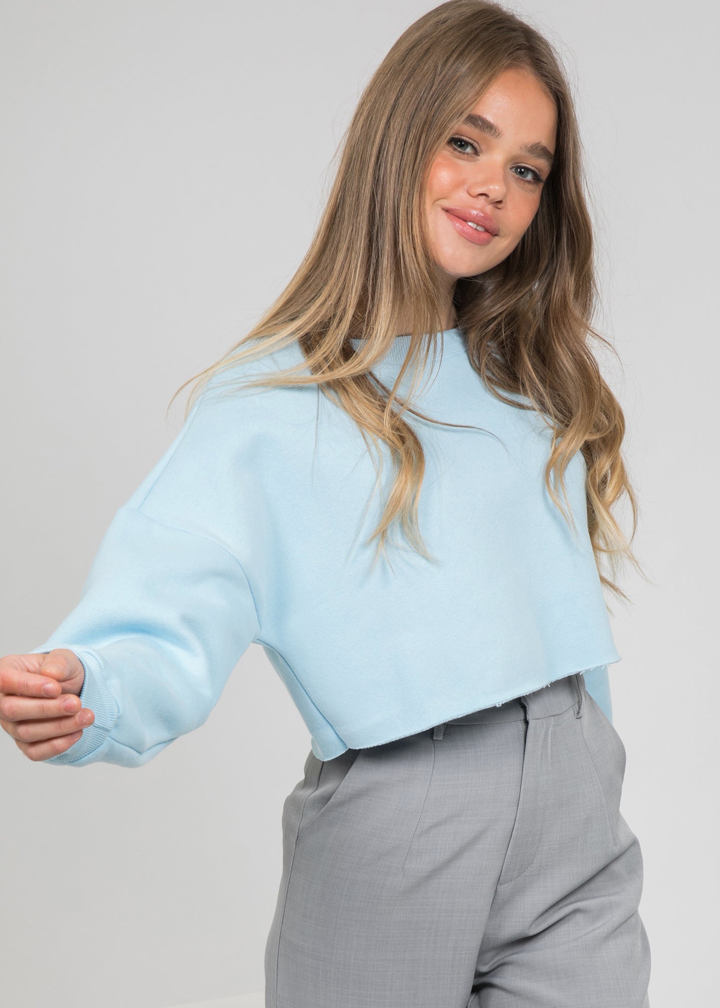 Sweat-shirt court bleu