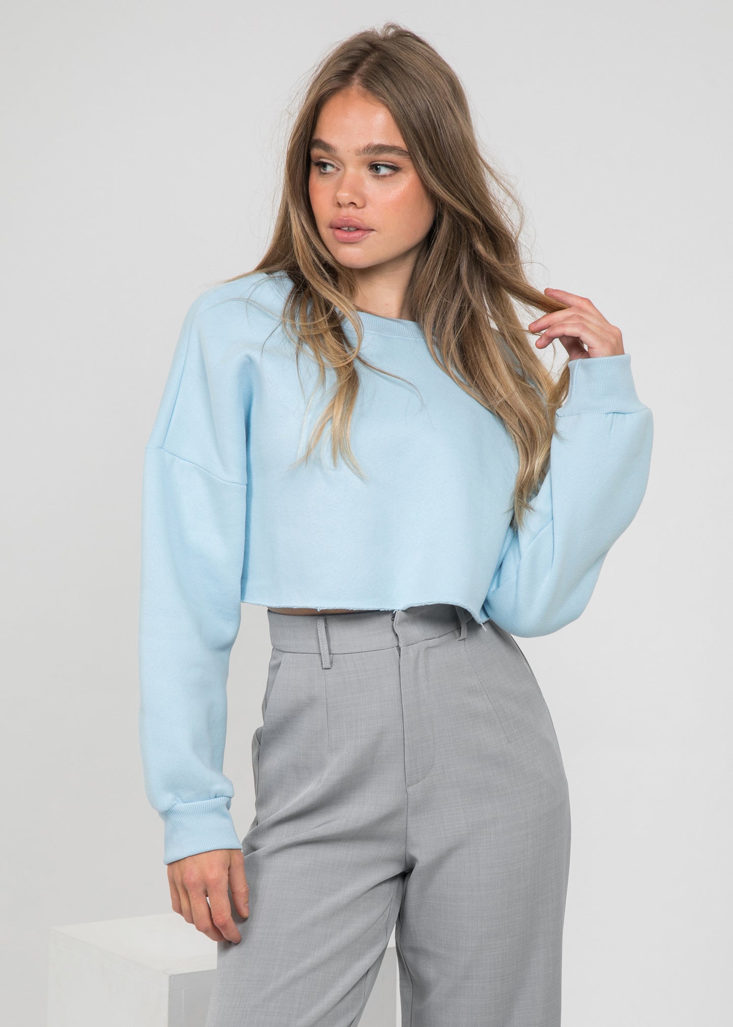 Sweat-shirt court bleu