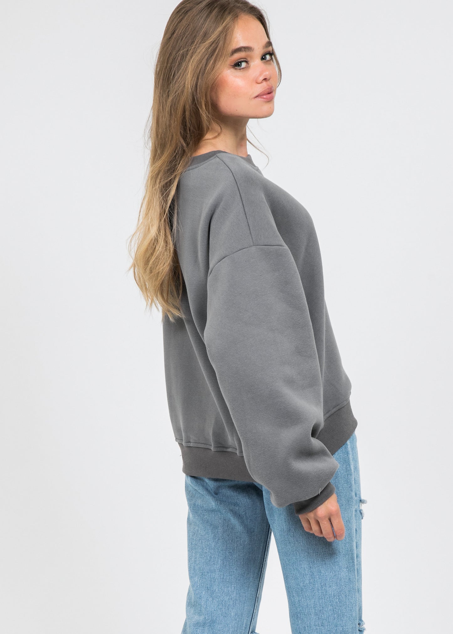 Cotton oversized sweatshirt in dark grey
