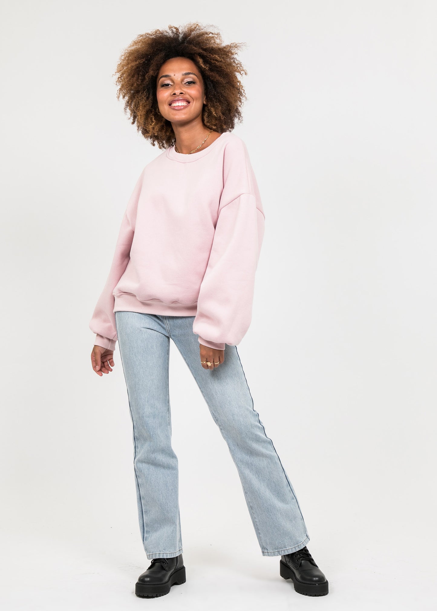 Cotton oversized sweatshirt in dusty pink