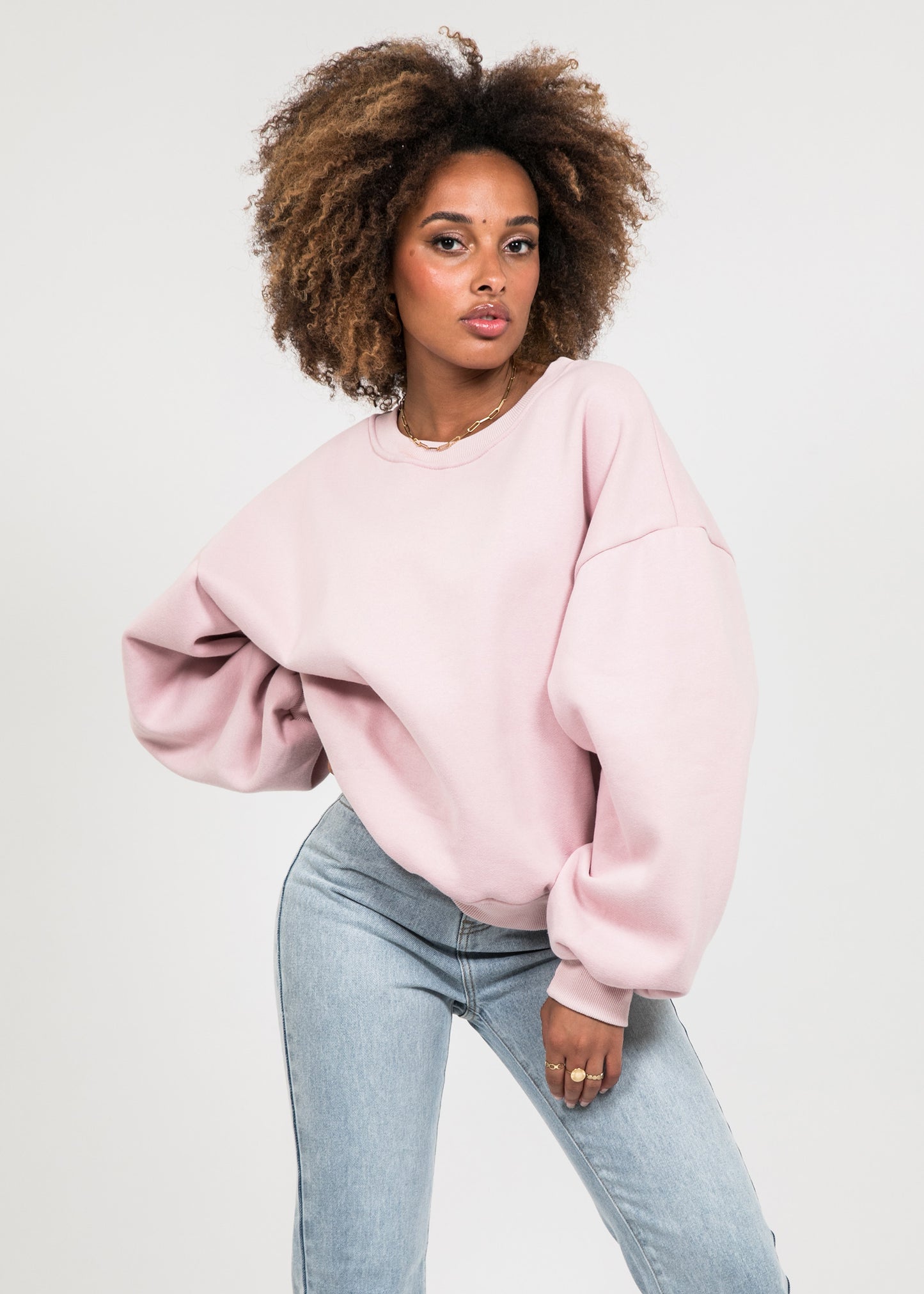 Cotton oversized sweatshirt in dusty pink