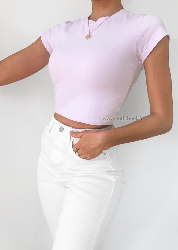 Cropped t-shirt in lilac