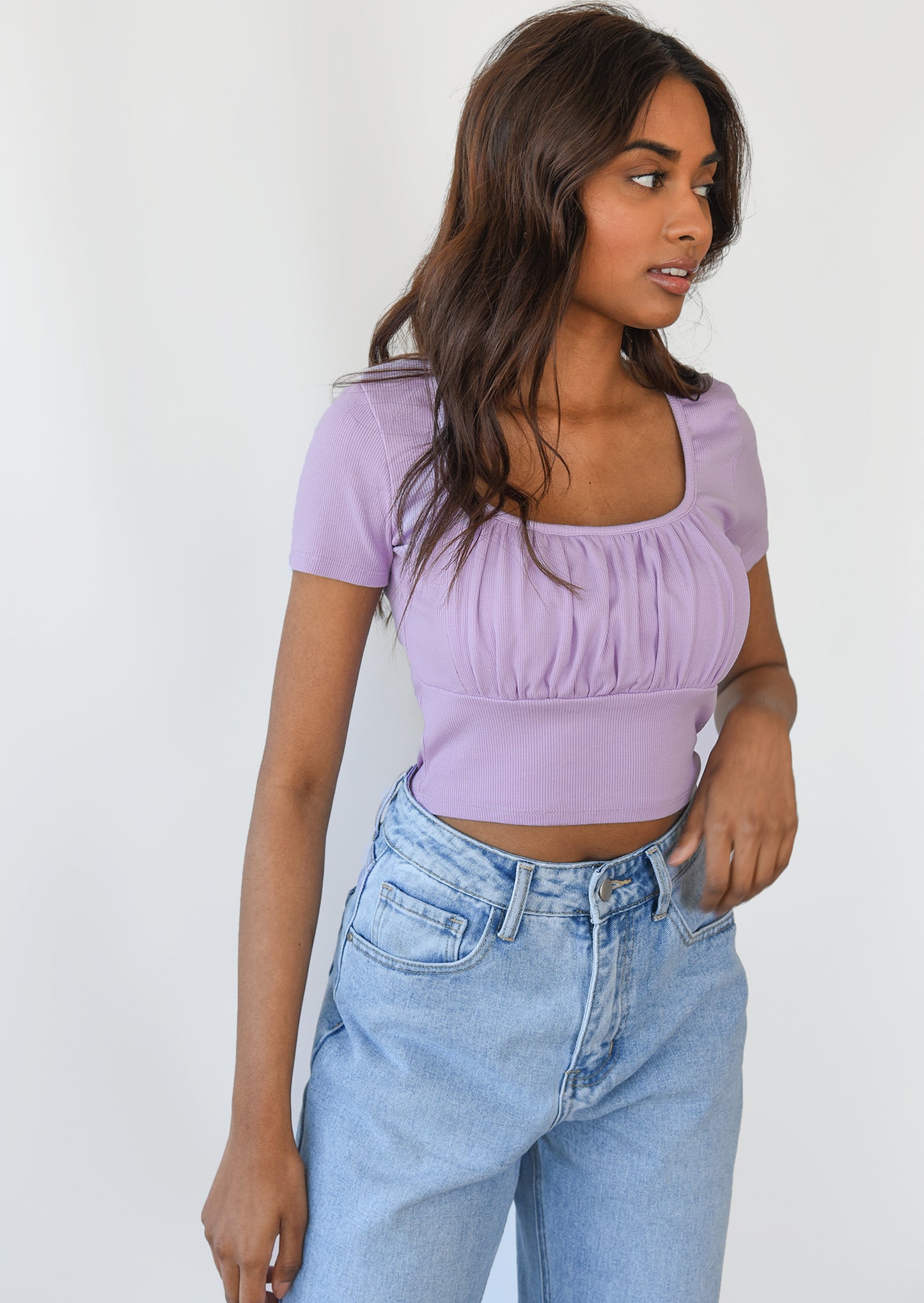 Ruched t-shirt in lilac