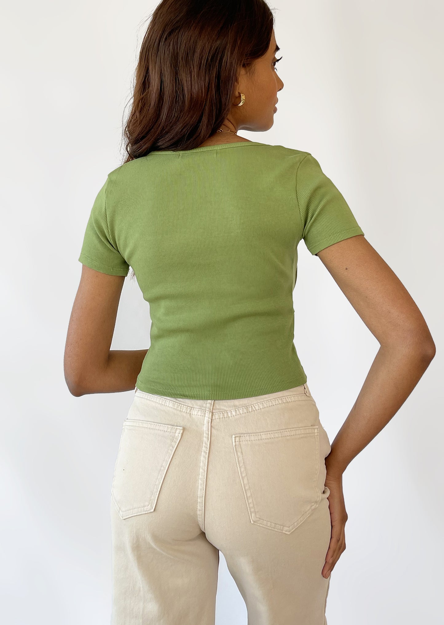 Ruched t-shirt in green