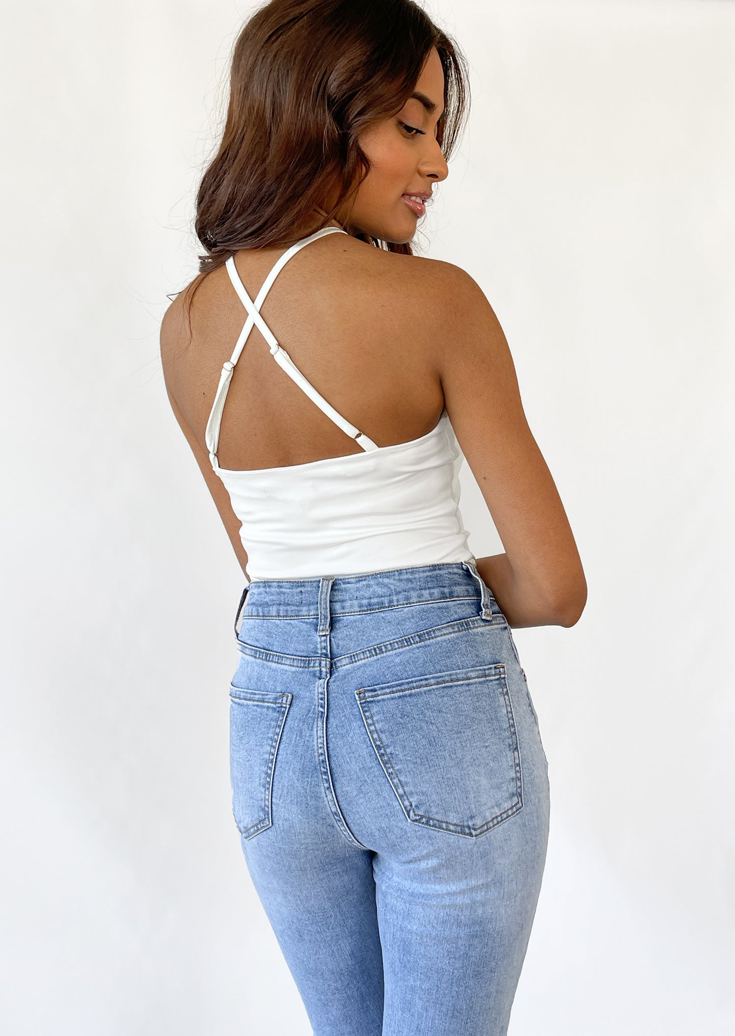 Cross front top in white