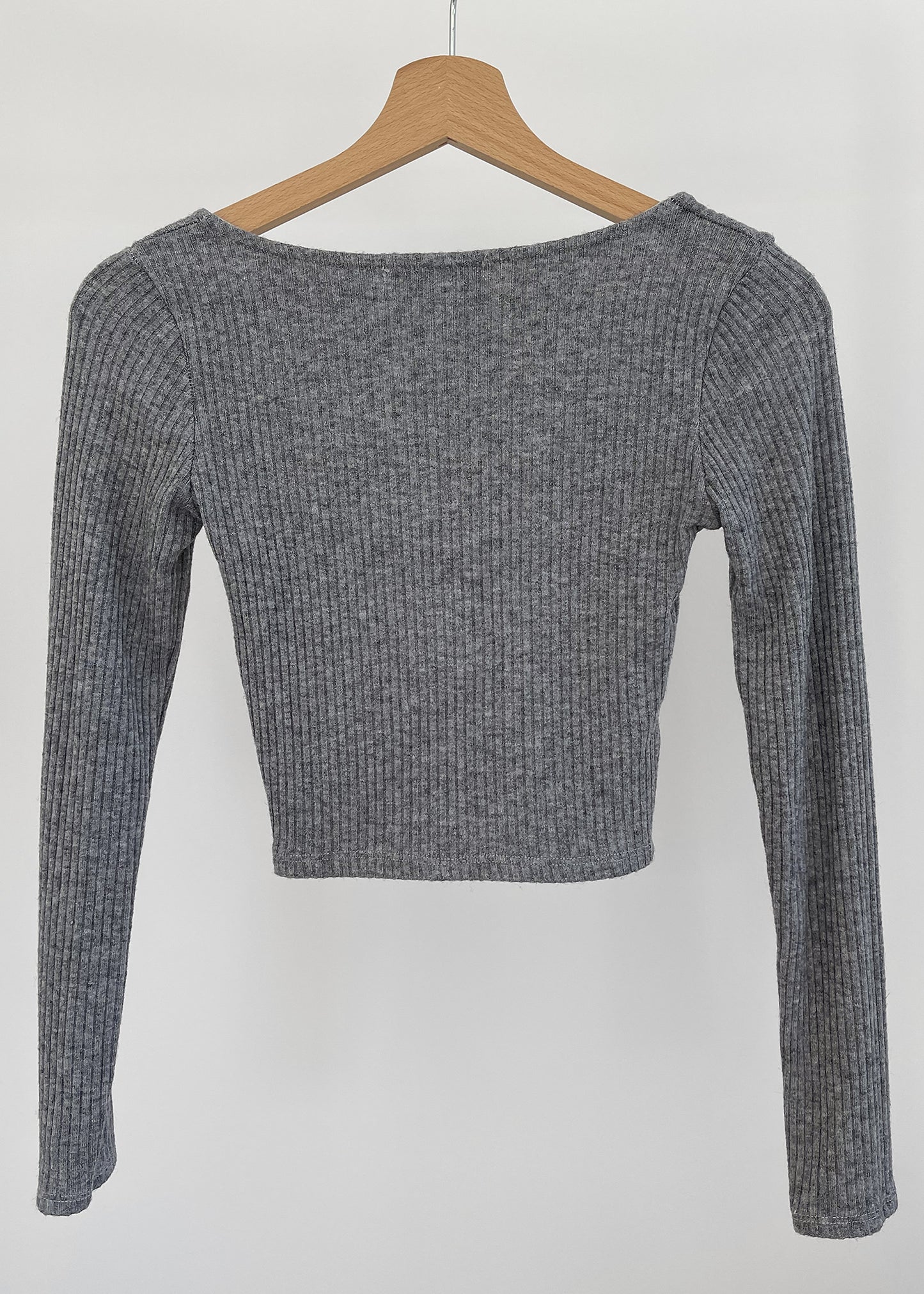Ribbed top with square neck in grey