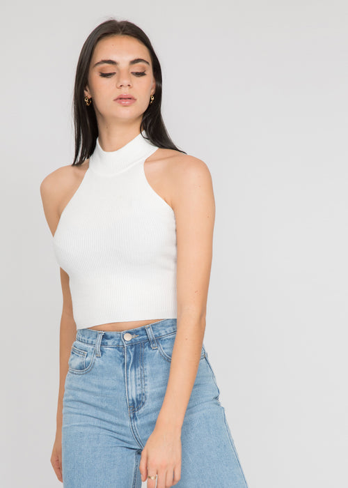 High neck top in white – Outfitbook.fr