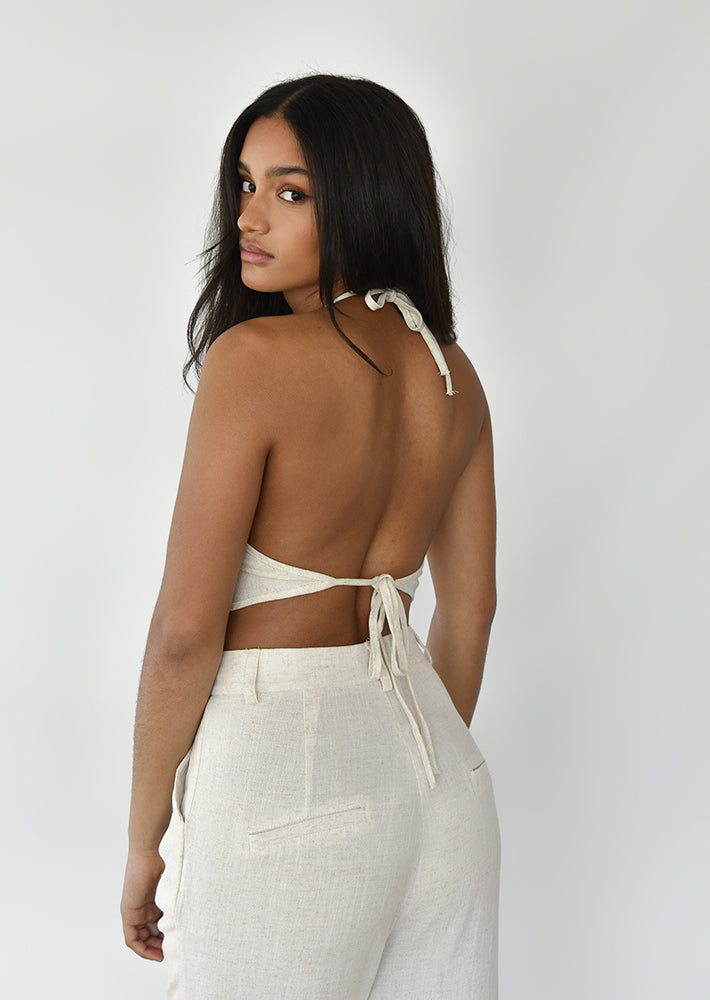 Open back linen top