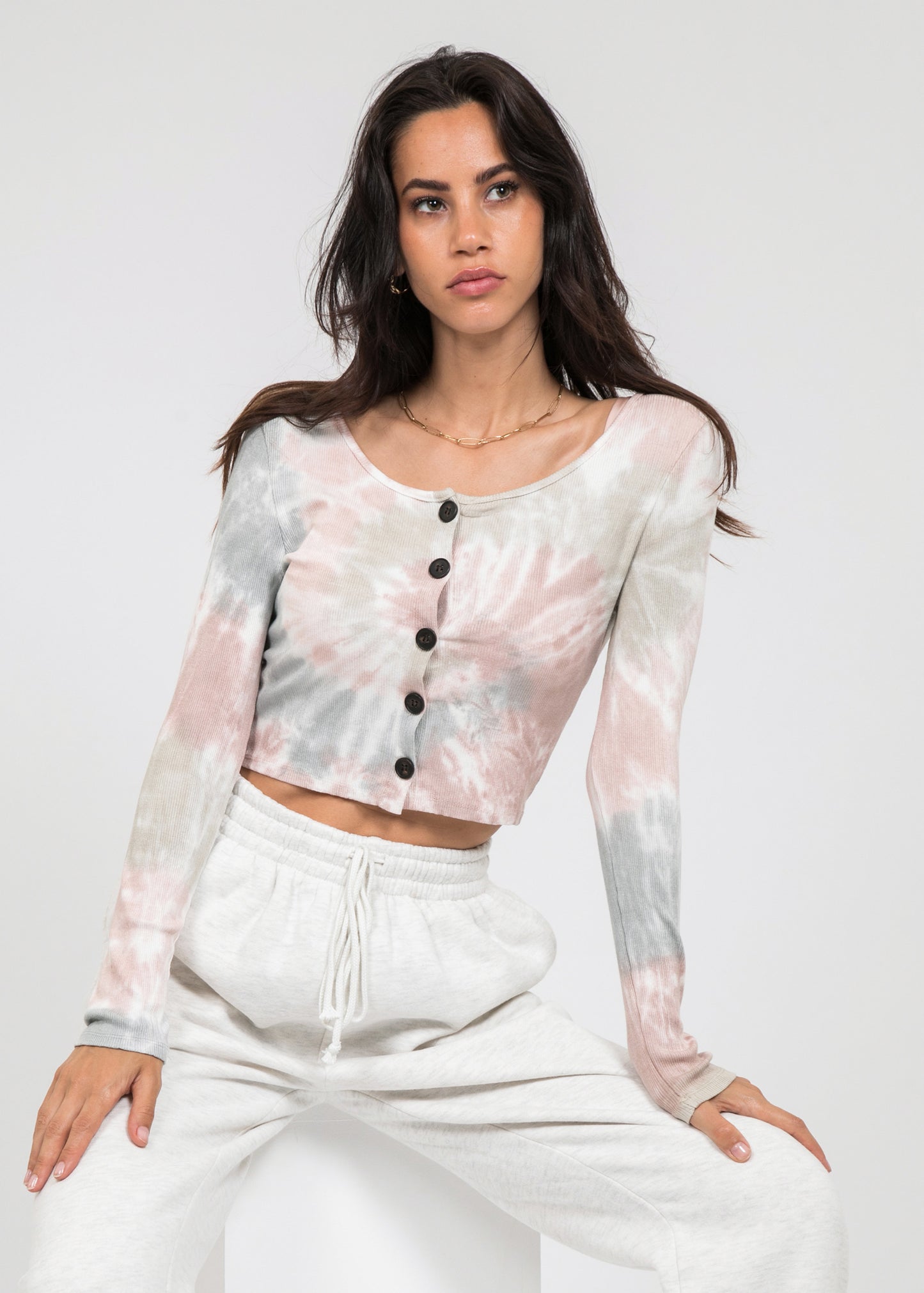 Top effet tie-dye manches longues