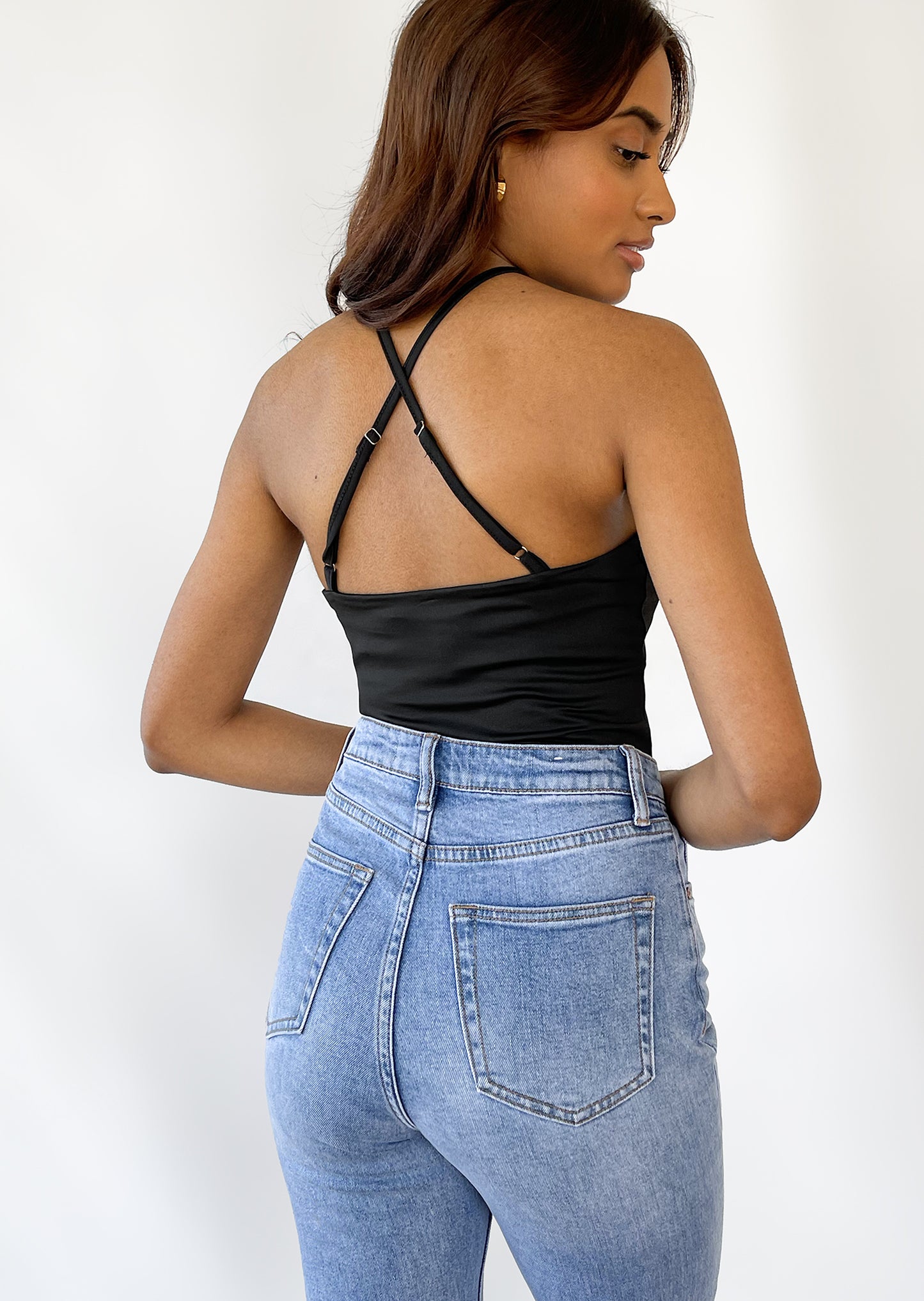 Cross front top in black