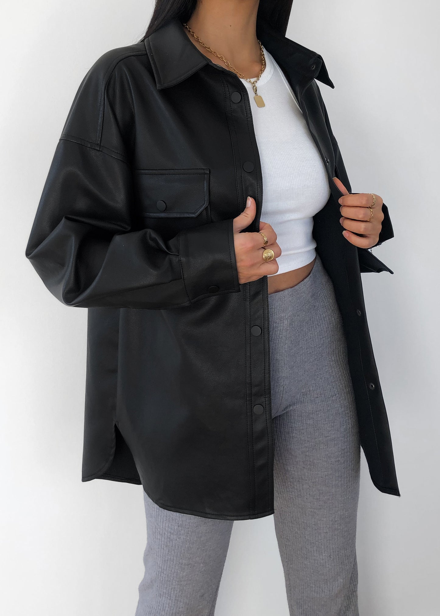 Oversized faux leather jacket